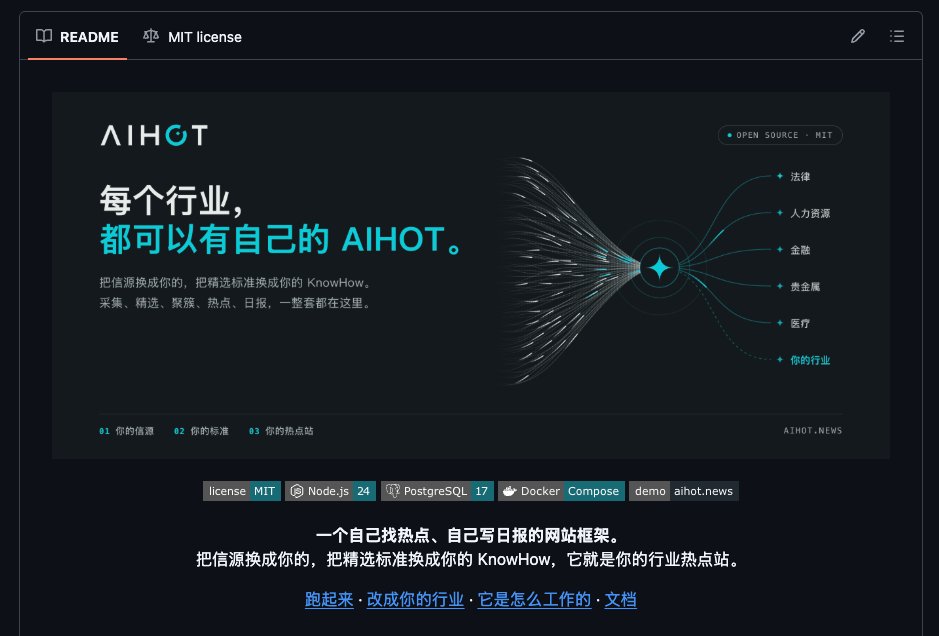 数字生命卡兹克的帖子配图 16:【开源100万月活级产品AIHOT,愿每个行业也都有自己的「AIHOT」。】